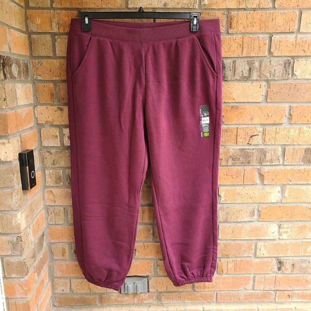 Athletic Works Women's Fleece Cinch Pants Purple Eggplant Size XXL 20 - Picture 3 of 12